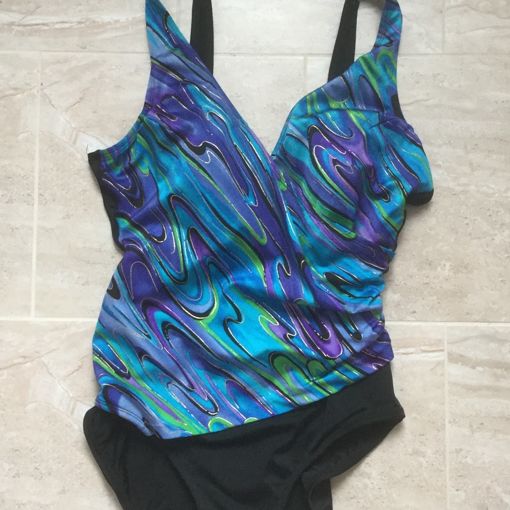 Black Bathing Suit Like New with Turquoise Front